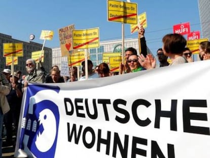 Una manifestación en defensa de la vivienda pública de Berlín.