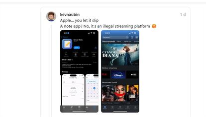 Usuario informando a Apple de la app ilícita