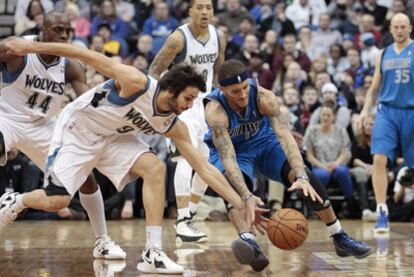 Ricky Rubio, anoche en el partido ante Dallas.