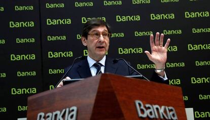 El presidente de Bankia, José Ignacio Goirigolzarri, este lunes en la presentación de los resultados.