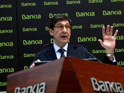 El presidente de Bankia, José Ignacio Goirigolzarri, este lunes en la presentación de los resultados.