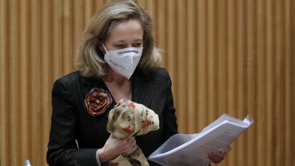 La vicepresidenta de Asuntos Económicos, Nadia Calviño, el pasado viernes.