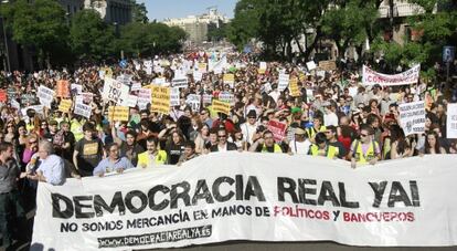 Manifestación en Madrid el 15 de mayo de 2011 convocada por Democracia Real Ya.