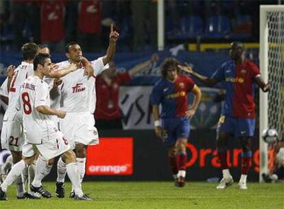 Los jugadores del Wisla Cracovia celebran el primer y único gol del partido