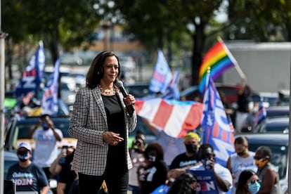 Kamala Harris en el mitin en Miami este sábado.