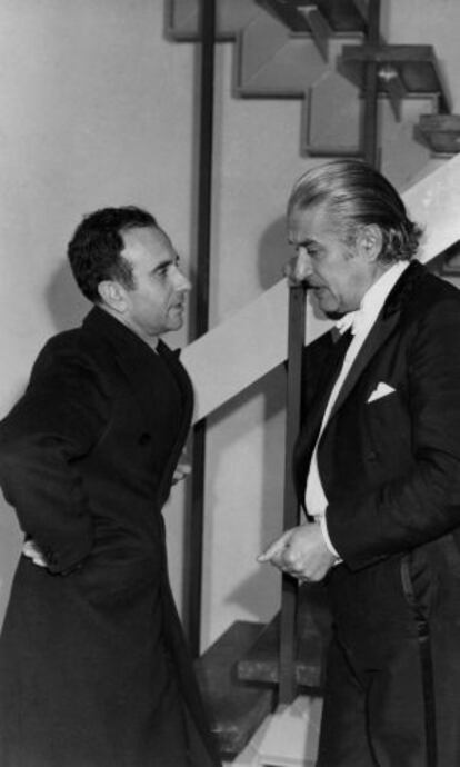 Alfonso Aijón (izquierda) y Sergiu Celibidache, en 1972.