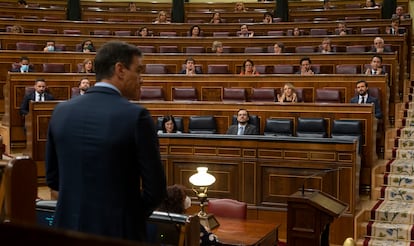 El presidente del Gobierno, Pedro Sánchez, durante una intervención en el Congreso en mayo.