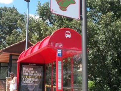 One of the car-sharing signs, located next to a bus shelter.