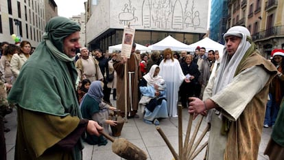 Figurants del pessebre de Sant Guim de la Plana a Barcelona el 2005.