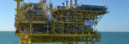 Plataforma de petróleo y gas instalada por ACS en el Golfo de México para Pémex.