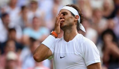 Nadal se lamenta durante el duelo contra Brown.