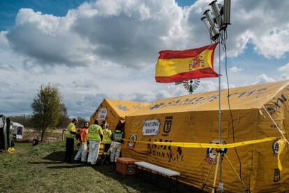 El campamento del equipo médico español.