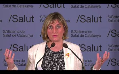 La consejera de Salud de la Generalitat, Alba Vergés, en rueda de prensa telemática, el pasado día 24.