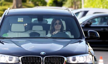 La periodista Isabel Jiménez a su llegada al Hospital Ruber Internacional en Madrid.