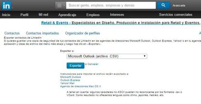 Exportar contactos Linkedin