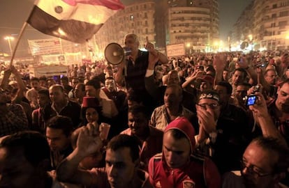 Manifestantes en la plaza de Tahrir, en El Cairo.