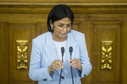 Delcy Rodríguez en la sesión legislativa de este martes.