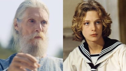 Björn Andrésen, en 'Midsommar' (2019), y en 'Muerte en Venecia' (1971).