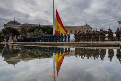 Congressional Speaker Meritxell Batet and Senate Speaker Pilar Llop presided an event in Madrid's Plaza de Colón to observe the 41st anniversary of the Spanish Constitution.