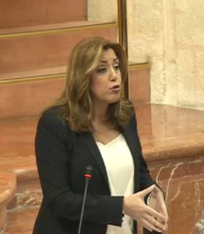 Susana Díaz, este jueves en el Parlamento andaluz.