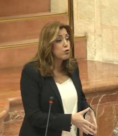 Susana D&iacute;az, este jueves en el Parlamento andaluz.