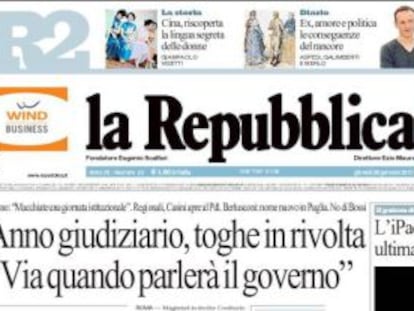 Una portada del diario &#039;La Repubblica. 