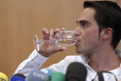 Alberto Contador, en la rueda de prensa de Pinto.