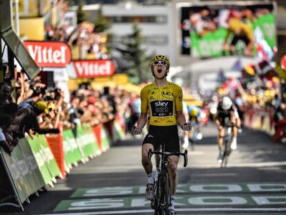 Geraint Thomas cruza la meta en la duodécima etapa del Tour.