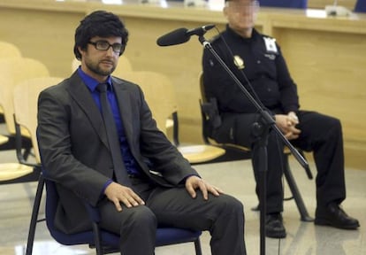 Herv&eacute; Falciani, wanted in Switzerland on allegations of stealing data on tens of thousands of Swiss bank accounts, appears before the High Court on April 15, 2013.