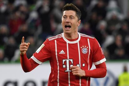 Lewandowski celebra un gol del Bayern de Múnich.