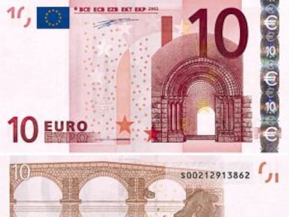 Billetes de 10 euros en circulación.