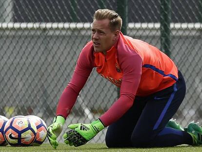 Ter Stegen, en una sesi&oacute;n de la semana pasada.