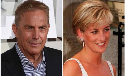 El actor Kevin Costner y Lady Di.