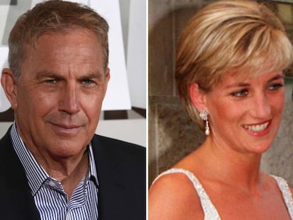 El actor Kevin Costner y Lady Di.