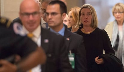 La alta representante de la Uni&oacute;n Europea para Asuntos Exteriores y Pol&iacute;tica de Seguridad Federica Mogherini durante un encuentro en Washington.