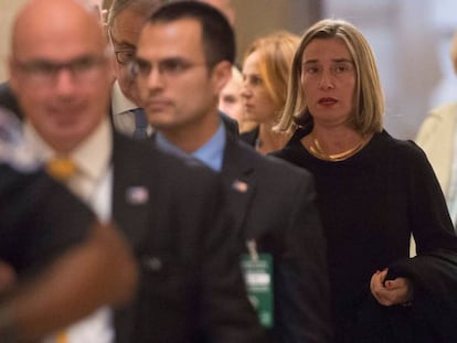 La alta representante de la Uni&oacute;n Europea para Asuntos Exteriores y Pol&iacute;tica de Seguridad Federica Mogherini durante un encuentro en Washington.