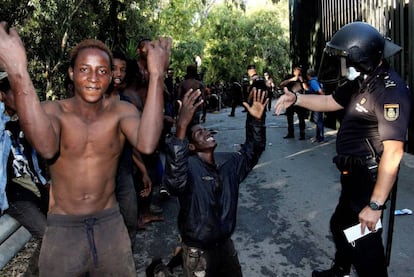 The immigrants are reported to have kissed the ground when they crossed into Ceuta.