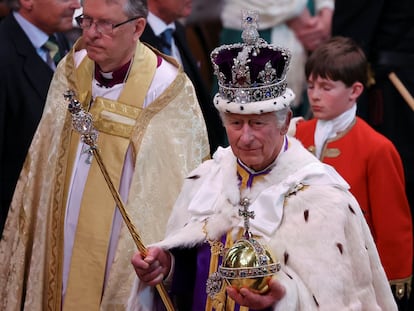 El rey Carlos III, este sábado, tras su coronación.