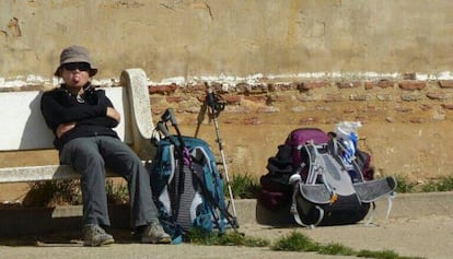 Denise Pikka Thiem, durante una de sus últimas etapas del Camino Francés a Santiago.