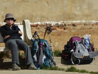 Denise Pikka Thiem, durante una de sus últimas etapas del Camino Francés a Santiago.