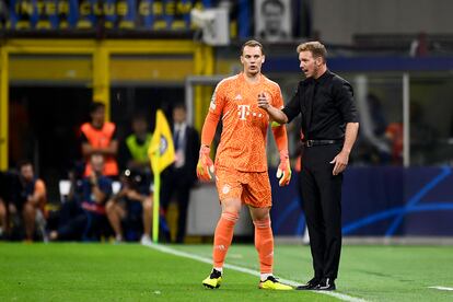 Julian Nagelsmann y Manuel Neuer durante un partido de la Champions League entre el Bayern y el Inter de Milan.