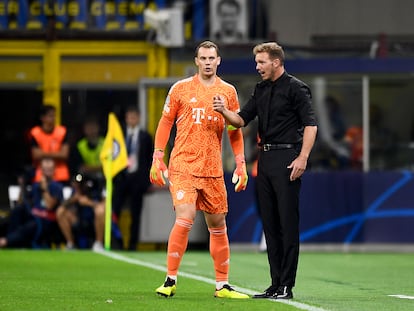 Julian Nagelsmann y Manuel Neuer durante un partido de la Champions League entre el Bayern y el Inter de Milan.