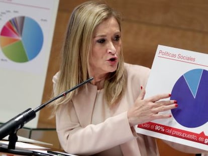 Cristina Cifuentes, este jueves durante la presentaci&oacute;n de los Presupuestos para 2016.  