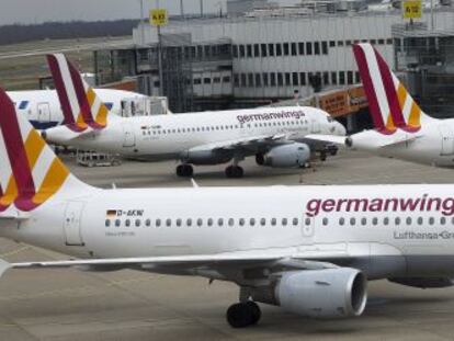 Aviones de Germanwings en el aeropuerto de Dusseldorf.