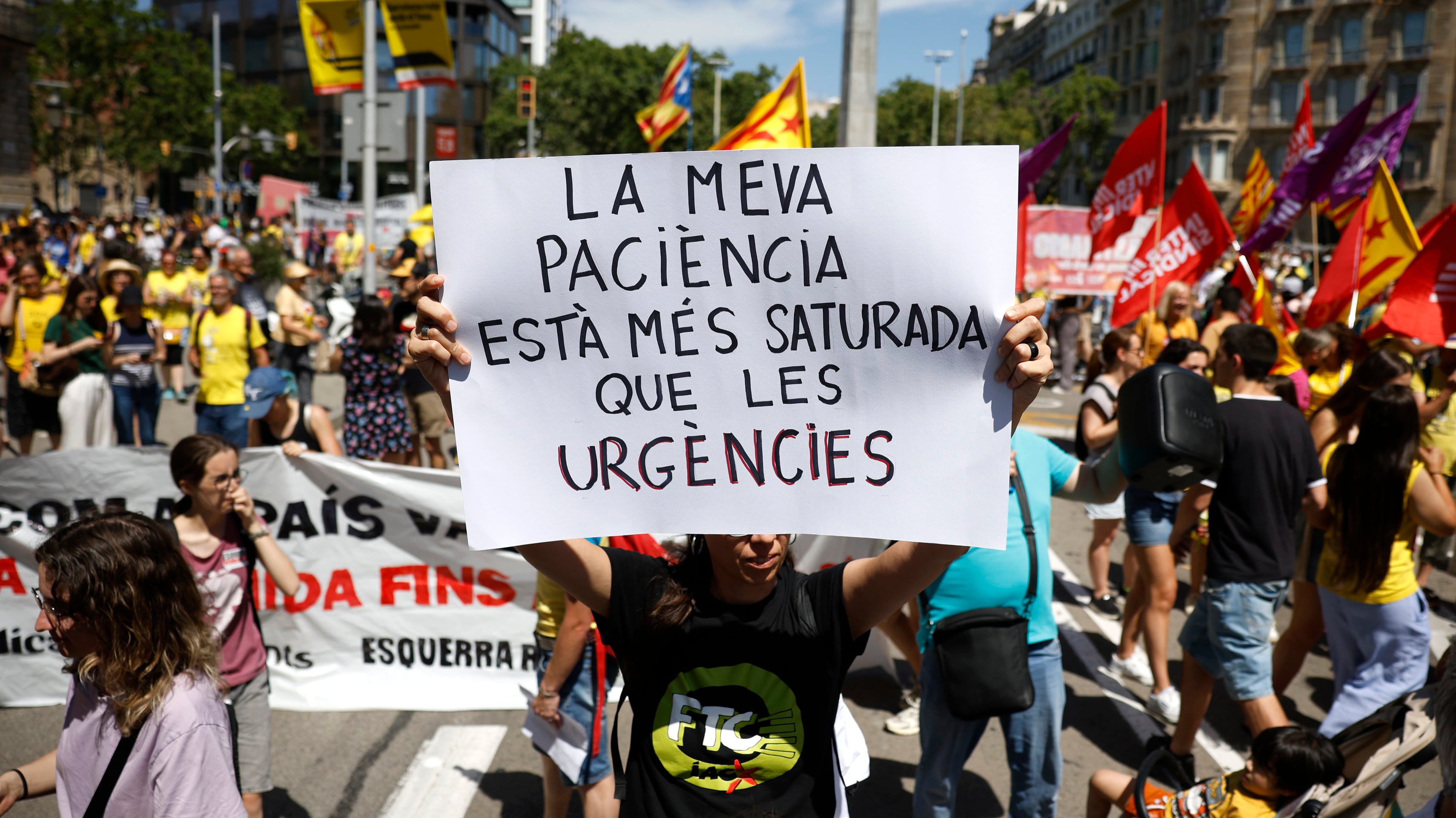 Manifestación en defensa de la educación, este domingo en Barcelona.