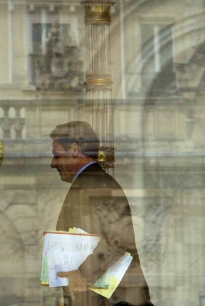 El presidente francés, en el palacio del Elíseo tras la reunión del consejo de ministros.