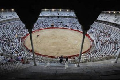 Las gradas poco pobladas de La Monumental, esta tarde