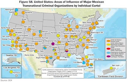 DEA Map crime in Mexico