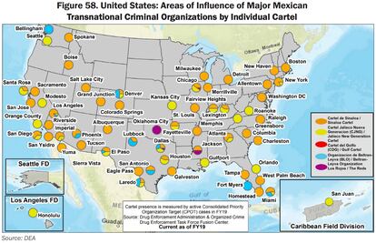 DEA Map crime in Mexico