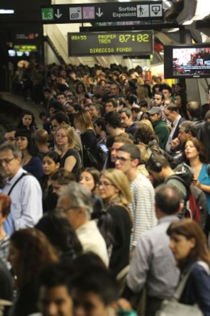 Jornada de paro en el metro de Barcelona.